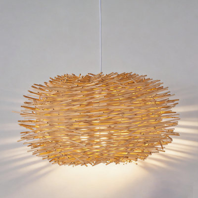 Luminaire suspendu blanc en rotin Nest
