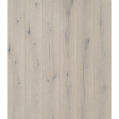 Plancher de bois franc d'ingénierie en chêne blanc de Carrare brossé – Languette et rainure | 5/8 po x 7-5/8 po x 96 po avec couche supérieure de 3,5 mm (30,35 pi²/boîte/paquet)