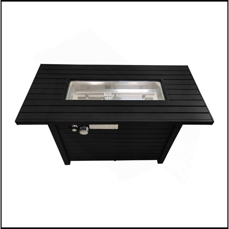 25" H X 42" W Steel Outdoor Fire Pit Table With Lid
