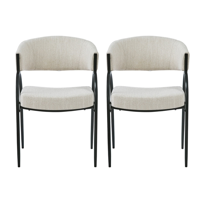 Chaises de salle à manger rembourrées avec pieds en métal (ensemble de 2), Beige