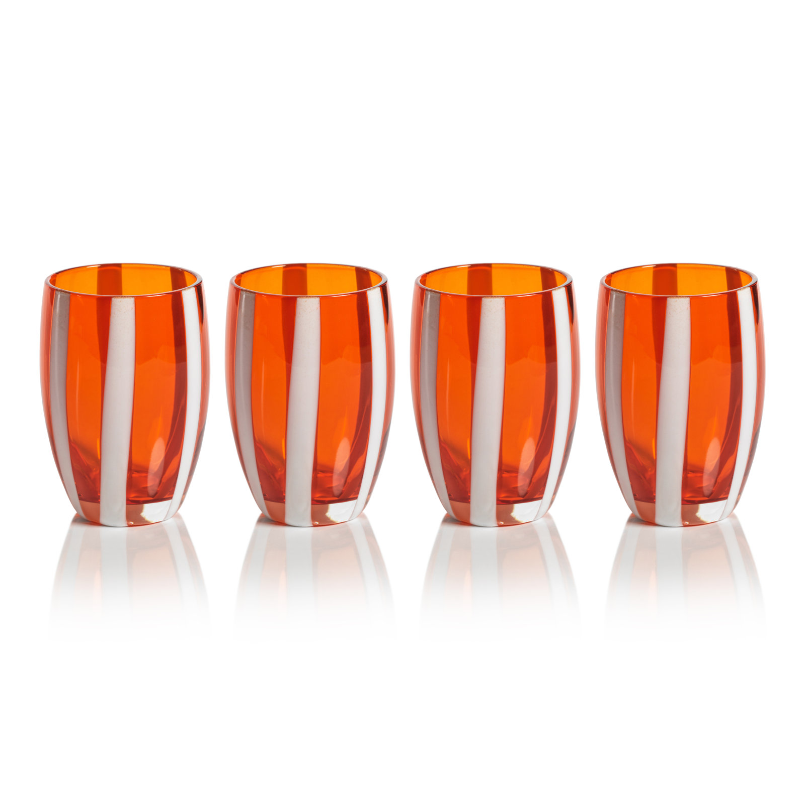 Brasilia Stemless Glasses, Set of 4, Orange