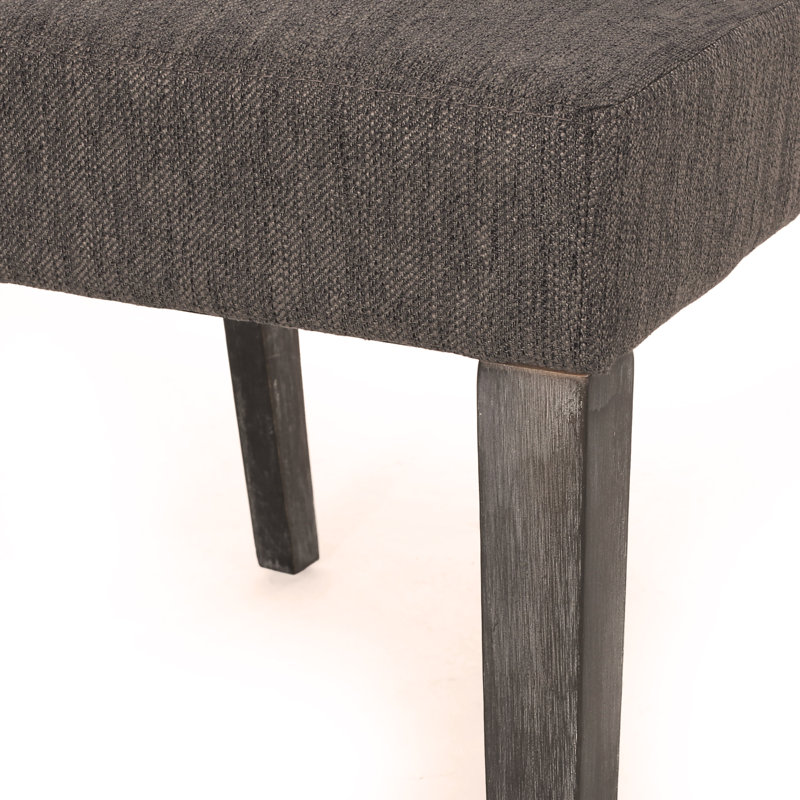 Chaises de salle à manger rembourrées Lira, Noir, Tissu gris anthracite