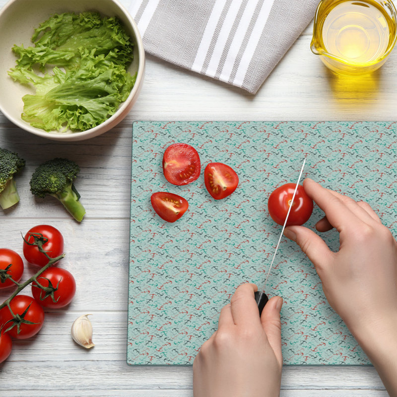 Ambesonne Anchor Cutting Board Large Size Sailor Adventure Retro Multicolor