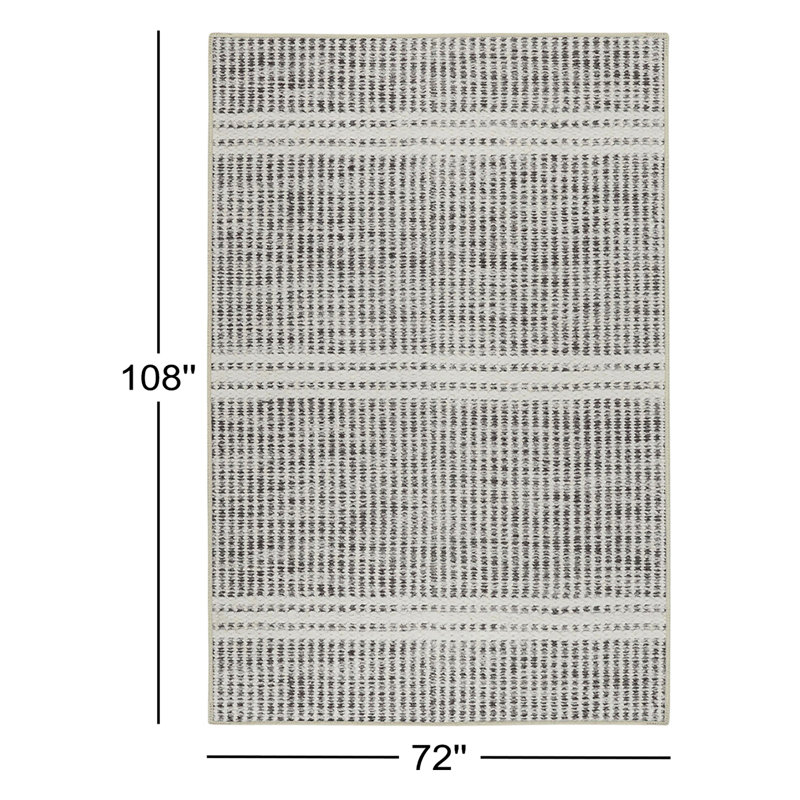 Malta Grey Machine Printed Washable Rug, Rectangle 6' x 9'