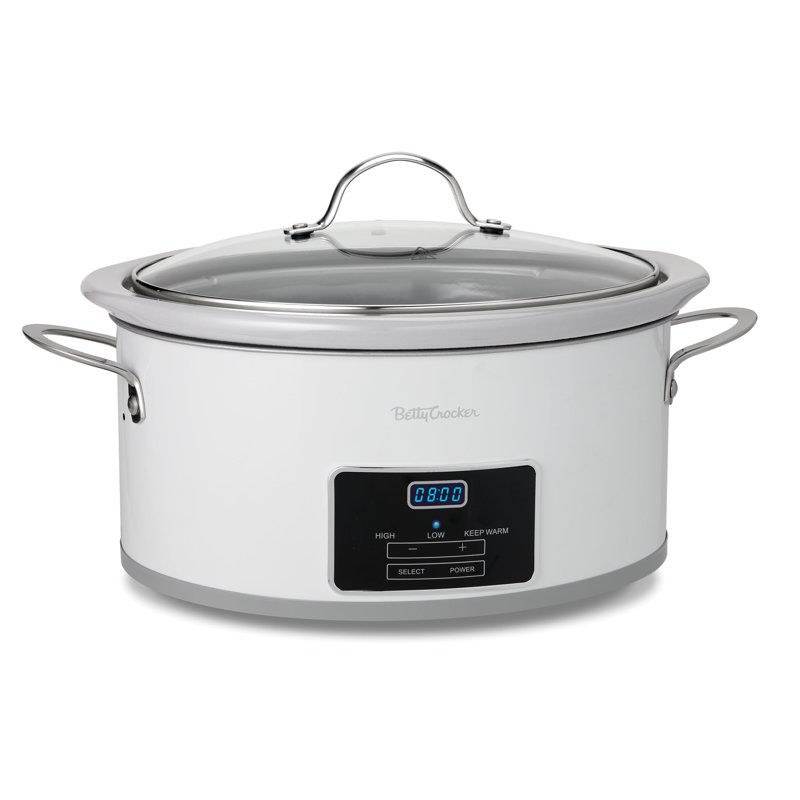 Betty Crocker 6-quart Oval Digital Slow Cooker, Programmable Crock Pot Up To 20 Hours, Electric Cooking Pot With Lcd Digital Display, Removable Stoneware Crock Liner, Betty Crocker Cookbook For Slow Cookers Included