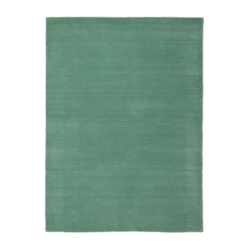 Solid Colour Wool Hand Woven Area Rug, Rectangle 80 x 150cm, Turquoise