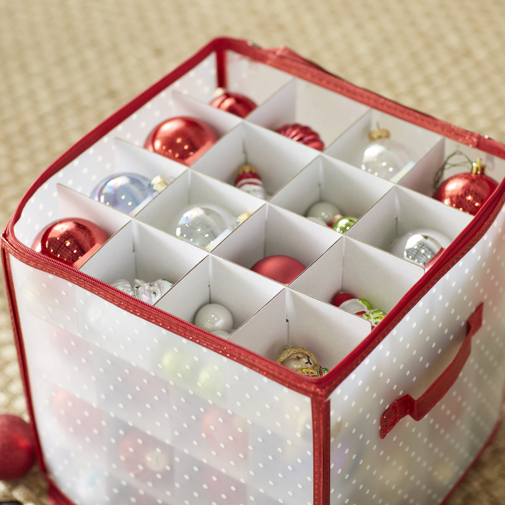 Wayfair Basics® 11.8 H x 11.8 W x 11.8 D Ornament Storage, Red