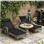 Fauteuils roulants d'extérieur, 2 chaises longues inclinables, avec coussin, coussin, appui-tête, accoudoirs et roues
