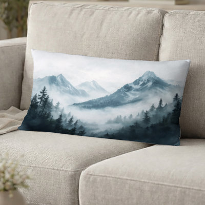 Misty Mountain Morning II Pillow - Mountains Printed Throw Pillow