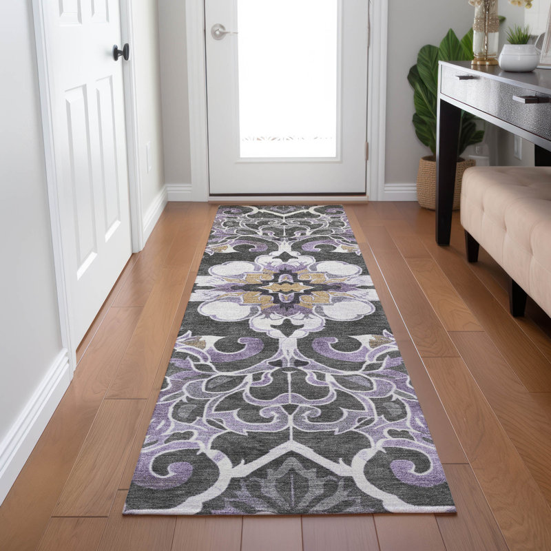 Machine Washable Indoor/Outdoor Xhevrie Purple Rug, Runner 2'3" x 7'6"