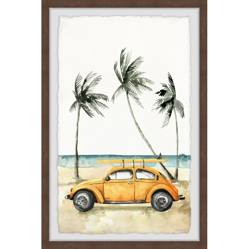 Julius Bug with Surfboard Framed Print, 18" H x 12" W x 1.5" D