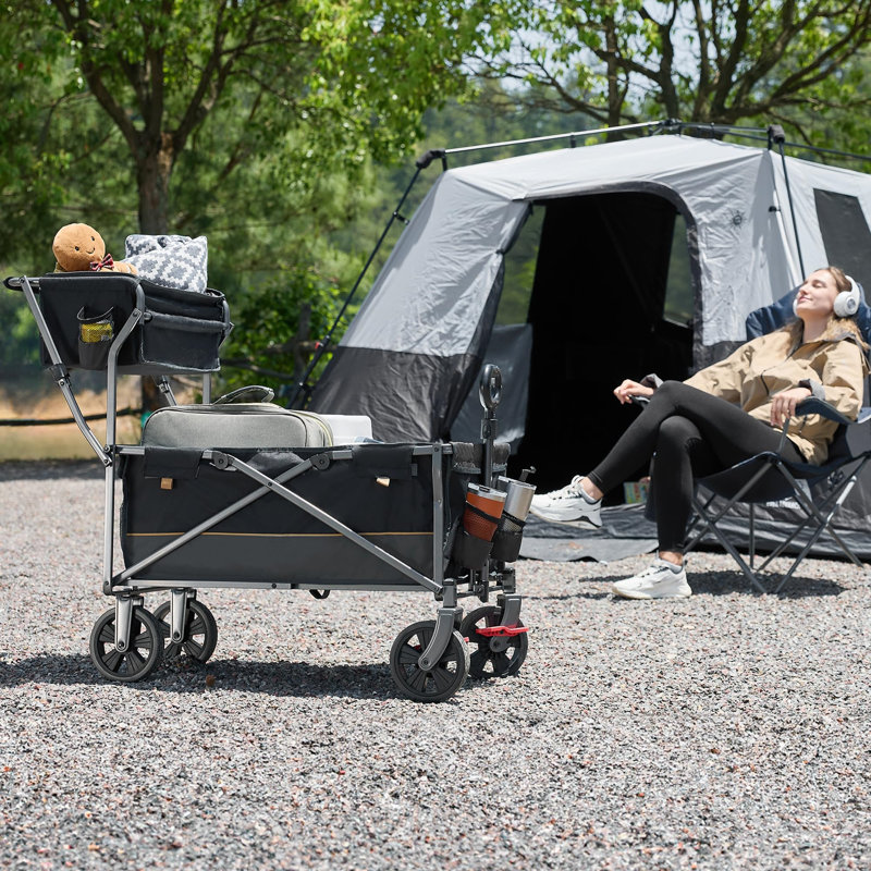 30cm H x 84cm W Utility Cart with Wheels, Black