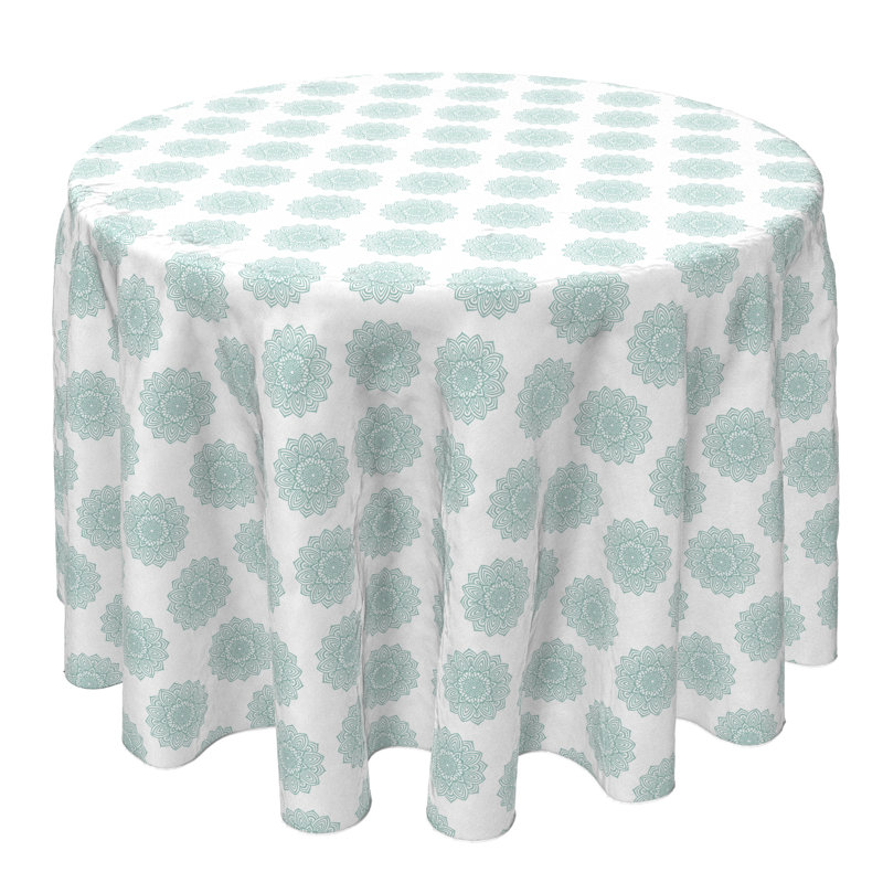 Round Floral Cotton Twill Tablecloth