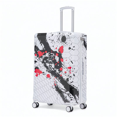 Valise à roulettes 28 pouces pour PC, valise de transport, avec motif imprimé et serrure à combinaison (noir)