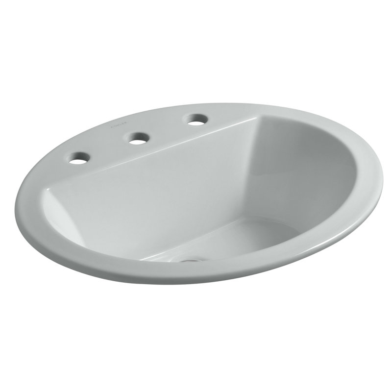 Lavabo encastré ovale en céramique avec trop-plein Bryant, Gris glacial, Simple