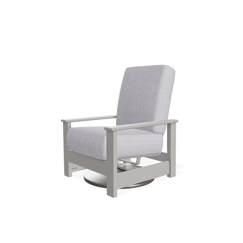 Leeward Polymer Outdoor Lounge Chair, Warm Gray, Ticking Fog