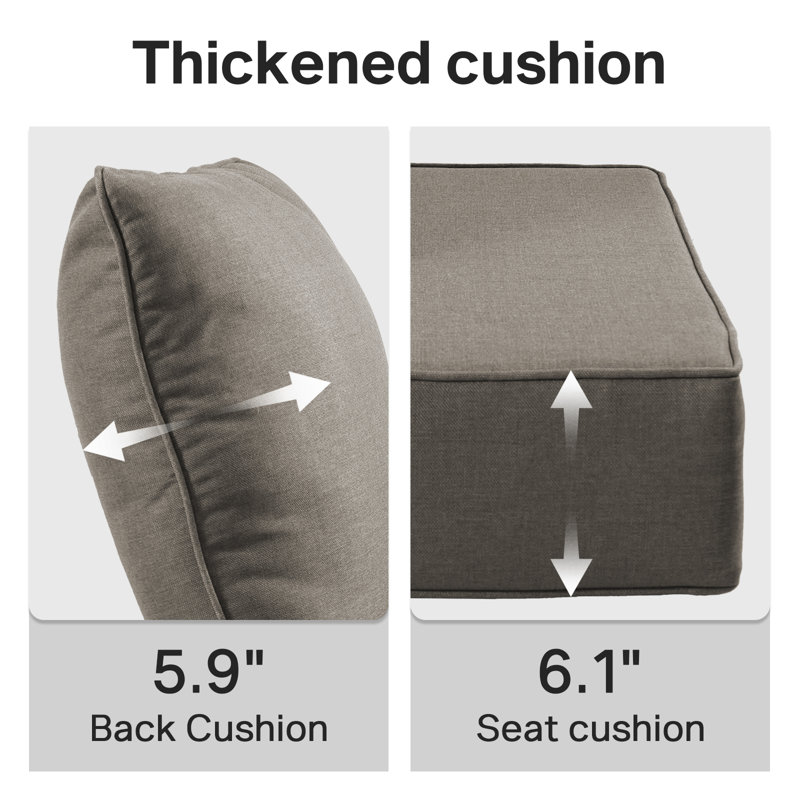 Ensemble de coussin de siège et de dossier en polyester résistant aux intempéries Deb, Gris, 1, L 24 po x P 24 po 