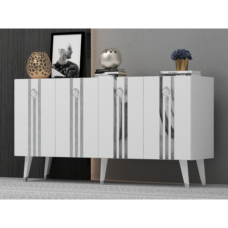 Jacobo 150cm Console Table, White/Silver