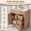 Meuble-lavabo cannelé 35,8 po, évier intégré en céramique, 3 tiroirs et armoire de plancher réglable-271965054