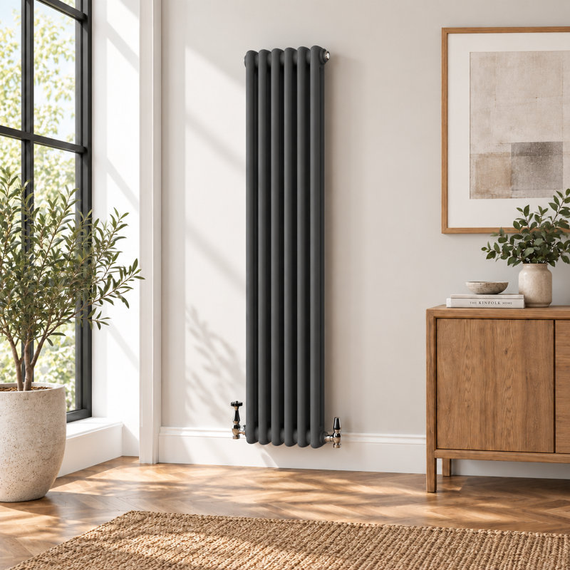 Uxbridge Vertical Traditional Colosseum Radiator, 1800mm H x 290mm W x 130mm D, Anthracite