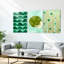 Art mural tropical tropical sur toile tendue à motif abstrait, style bohème moderne (ensemble de 3)-1453820662