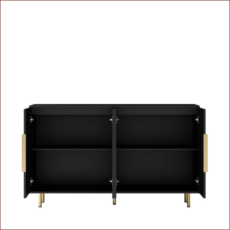 Buffet Buffet moderne à cannelures avec tablettes réglables Grand rangement | Fabrication en panneau de fibres à densité moyenne | Bois d'ingénierie durable