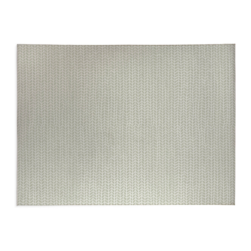 Chevron Feather Lightweight Non-Slip Kitchen Mat, Light Green, Rectangle 4' x 6'