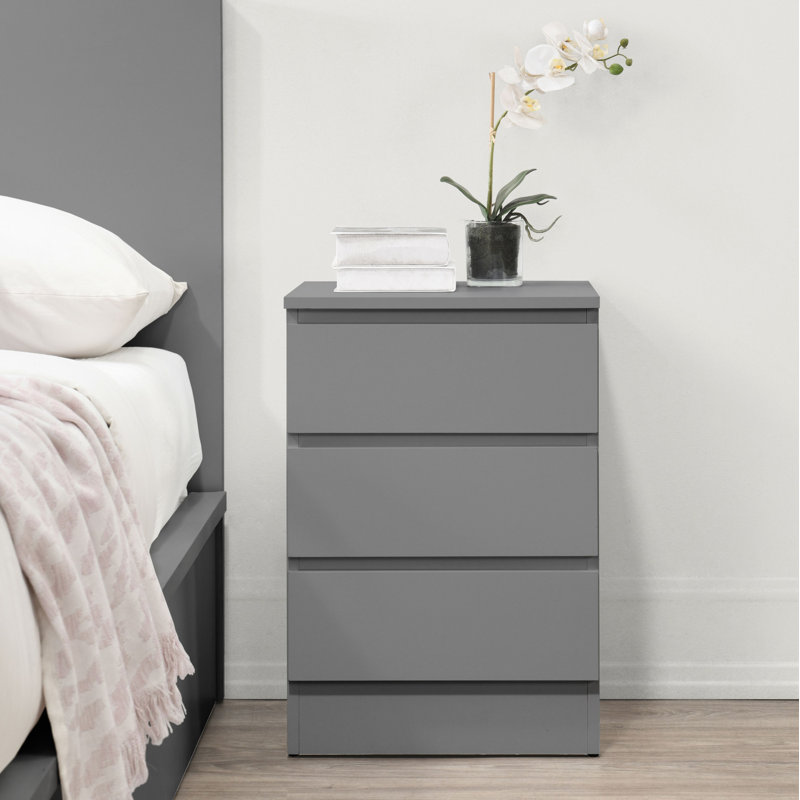 Marqita 3 Drawer Bedside Table, Grey