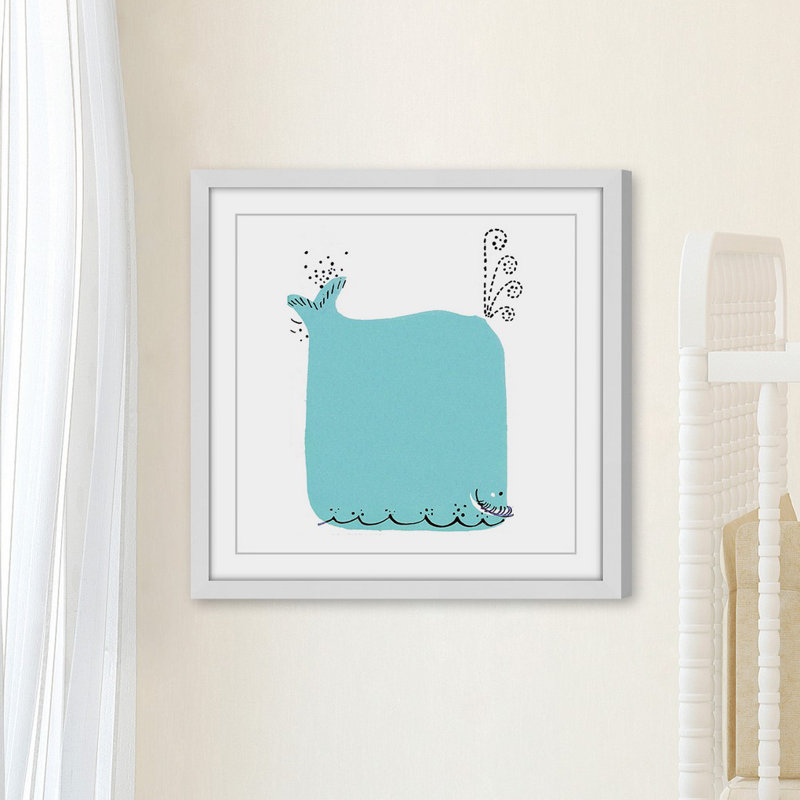 Baleine bleue - reproduction de cadre photo, H 18 po x l 18 po x P 1,5 po