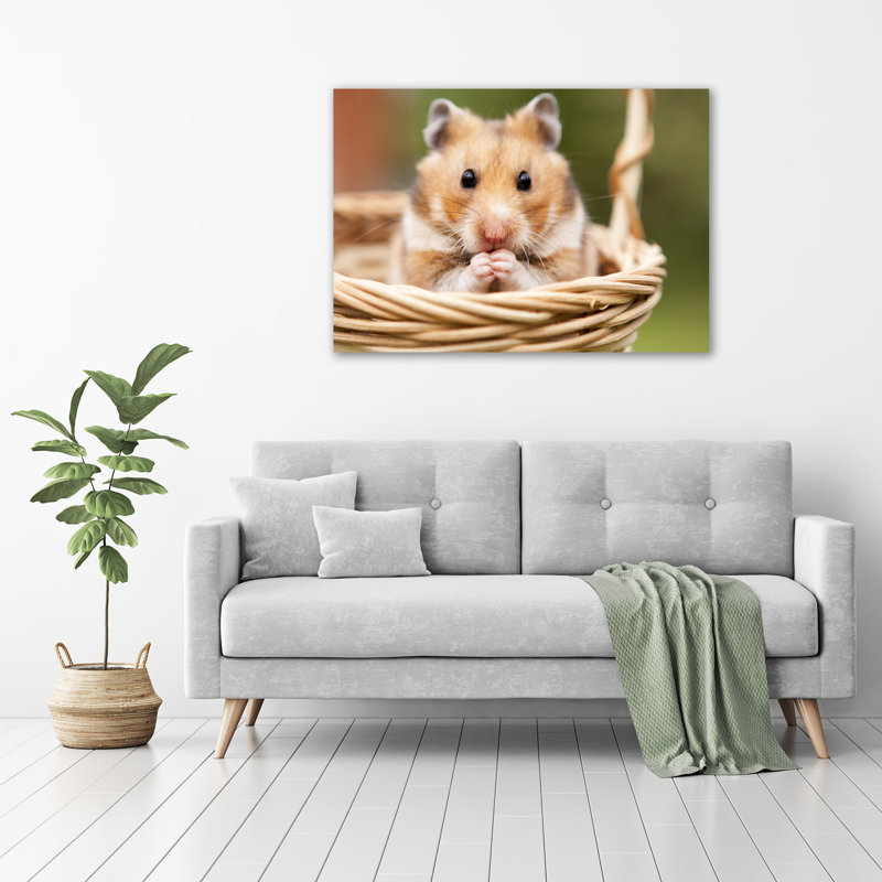 Hamster In The Basket - Wrapped Canvas Print