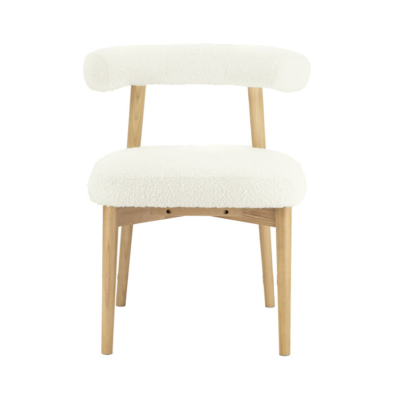 47cm H Boucle Upholstered Side Chair, Natural Ash, Cream