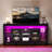 70" W Farmhouse LED TV Stand With Open Shelves And Charging Ports-1946967892