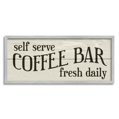 " Self Serve Coffee Bar Sign Rustic Plank Pattern "