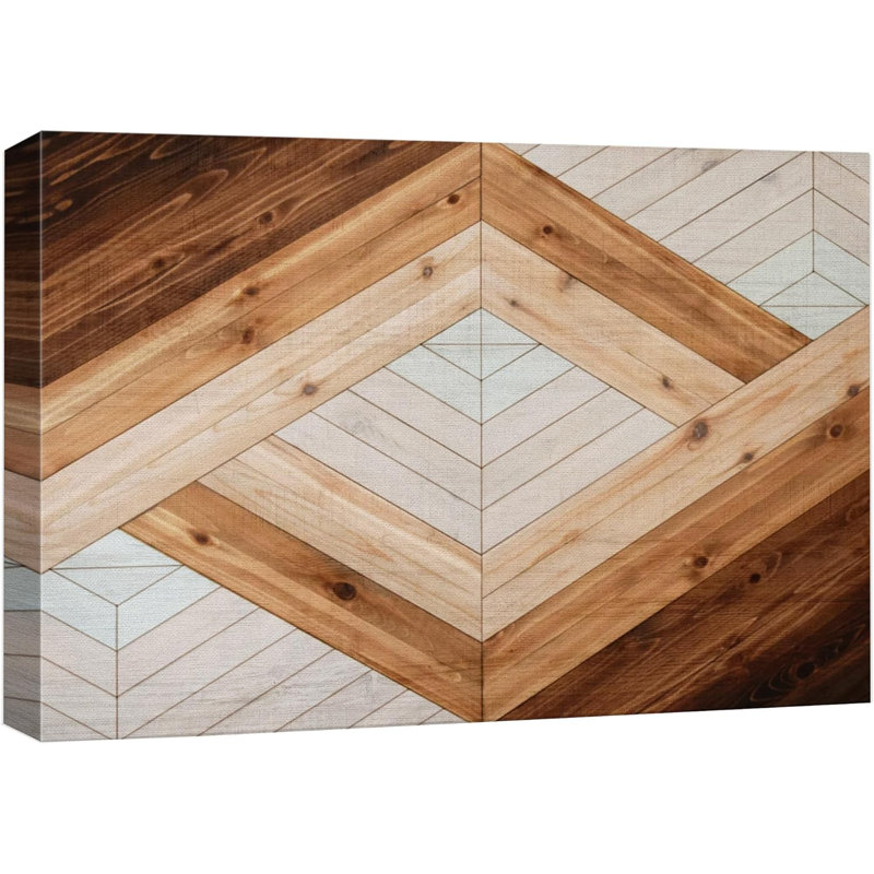 "Brown Wood Effect", motif géométrique abstrait, art moderne occidental, décoration murale, bureau sur toile, Toile tendue