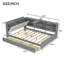 Lit plateforme en bois avec tête de lit, tablettes et 2 tiroirs-850740275