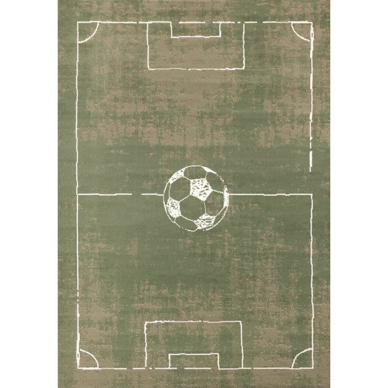 Green Indoor Soccer Field Area Rug, 5'3" x 7'5"
