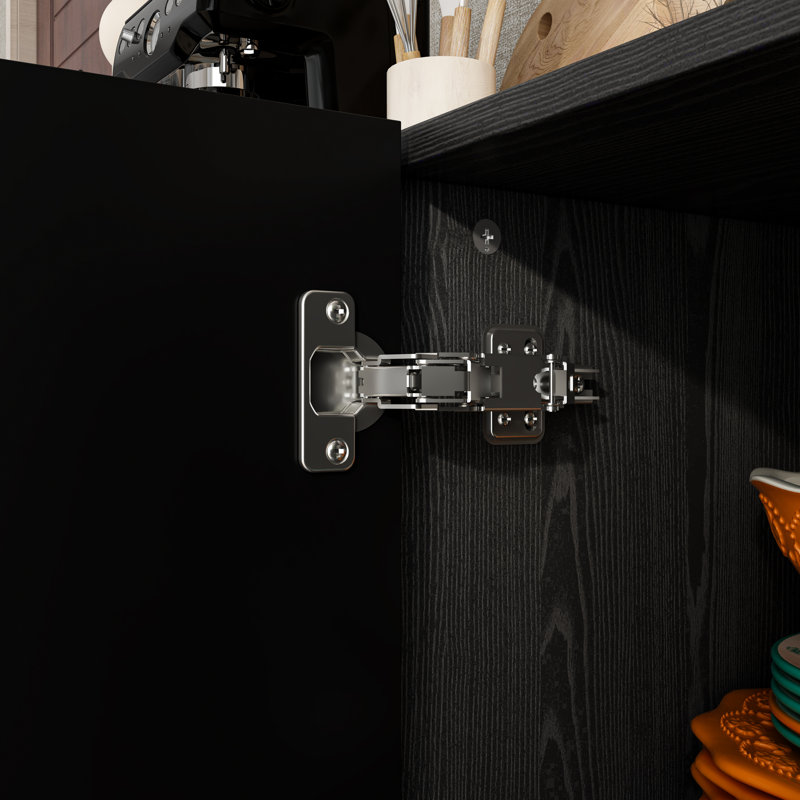 Buffet bas de l 55,1 po avec quatre portes, Noir, noir, noir, noir