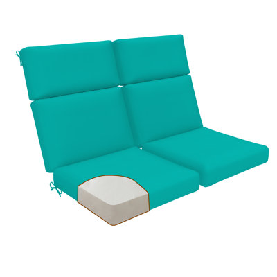 Coussin de chaise d'extérieur à haut dossier résistant à la décoloration, coussin Adirondack antidérapant pour chaises de patio, de salle à manger ou à bascule, rembourrage en éponge haute densité, turquoise
