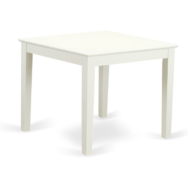5 Piece Dining Table Set for 4 Includes a Square Kitchen Table and 4 Light Beige Linen Fabric Upholstered Parson Chairs, Linen White