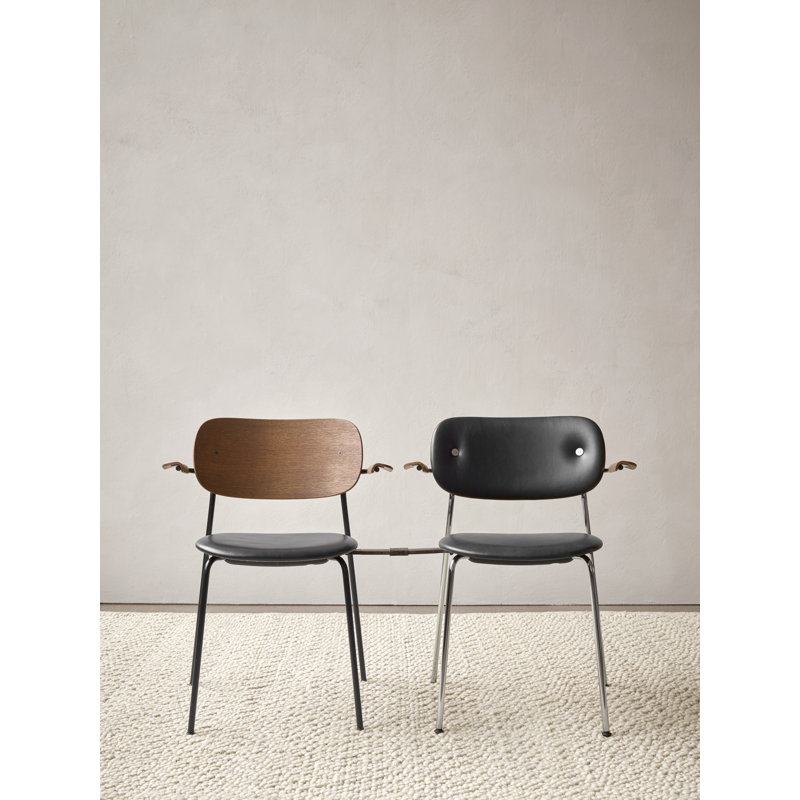 Co Upholstered Arm Chair, Dark Stained Oak, Bouclé 02 Acrylic, Chrome