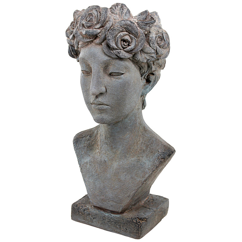 Gray Roman Goddess Resin Head Planter Statue