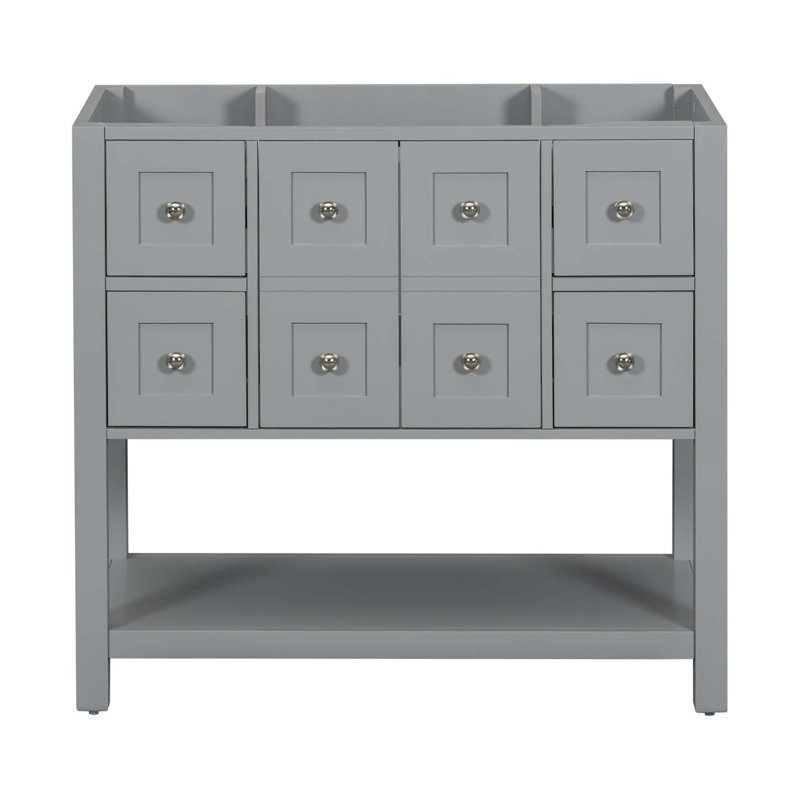 Meuble-lavabo autoportant moderne avec 4 tiroirs, armoire de rangement en bois avec portes à fermeture douce, Gris