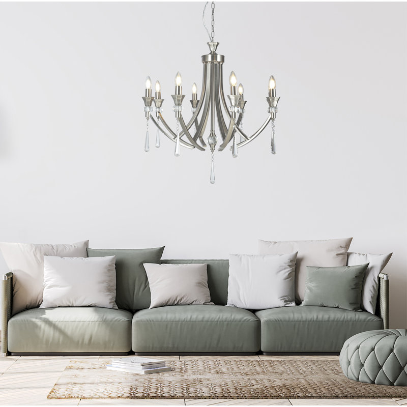 Eddings 8 - Light Candle Style Chandelier, Satin Chrome