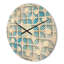 Horloge murale 3D en bois blanche et bleue II - Mid-Century-63892579