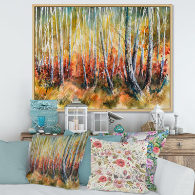 " White Birches In Dense Autumn Forest " Painting Print