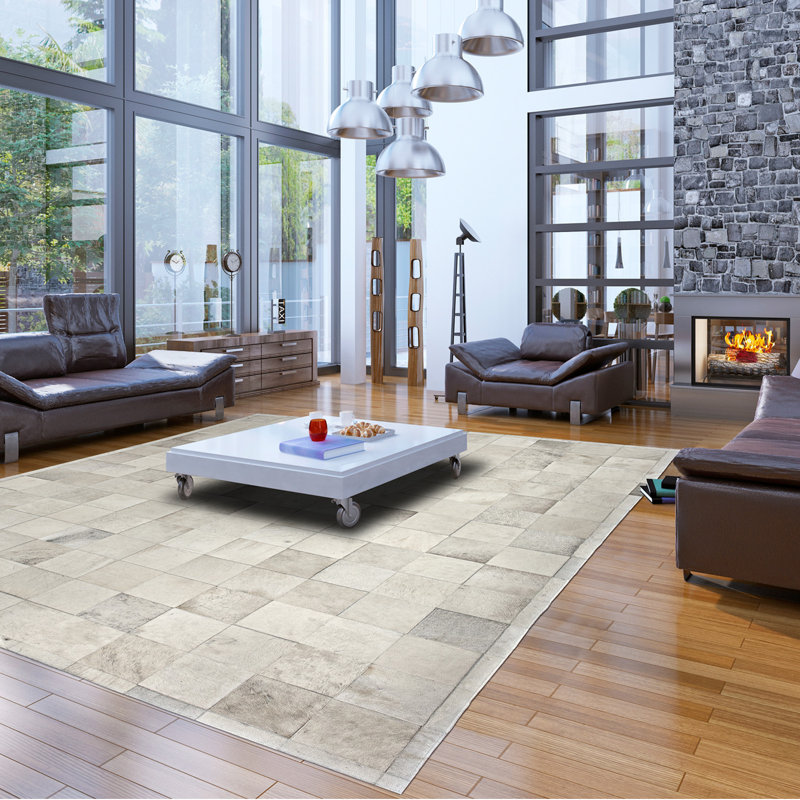 Ares Cowhide Geometric Area Rug, Rectangle 8' x 10'