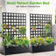 Boîte à fleurs surélevée en métal galvanisé 73 po x 47 po x 12 po avec grillage d'intimité en treillis, roues et trous de drainage, lit de jardin résistant aux intempéries pour plantes grimpantes, légumes et fleurs, noir