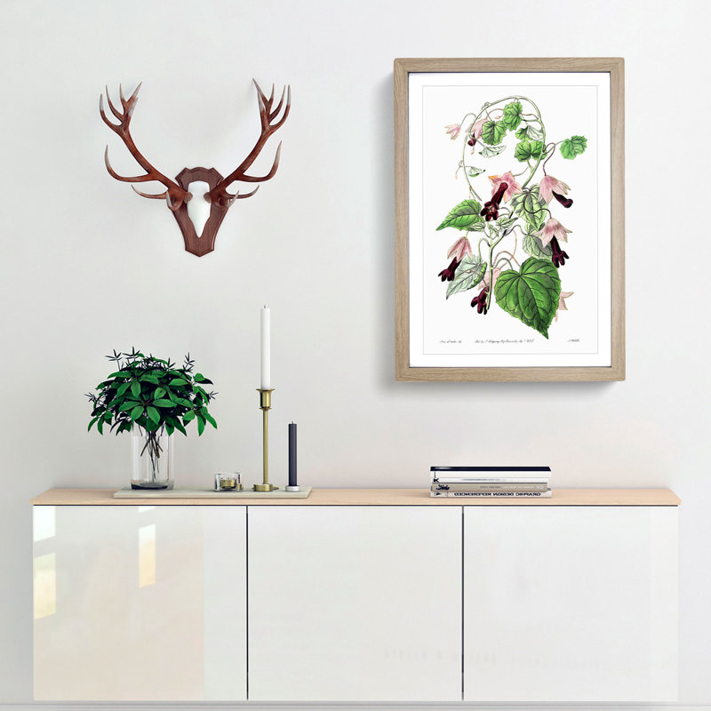 Purple Bell Vine Flowers - Framed Print, 36cm H x 27cm W x 2cm D, Oak Framed