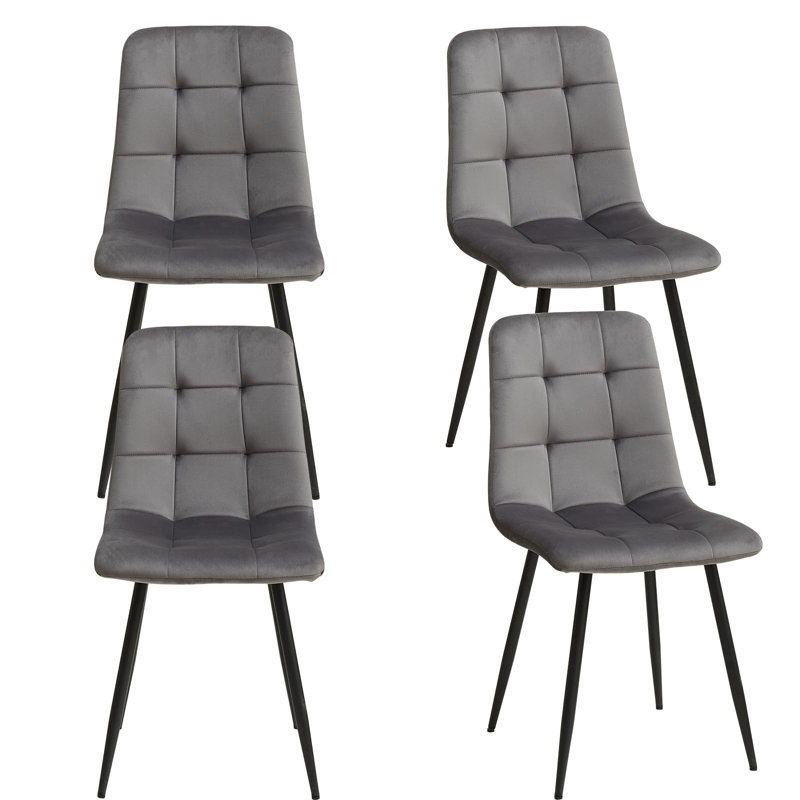 Brown Dining Chair | Velvet, Metal | Kitchen, Living Room, Bedroom | Upholstered Cushion Seat, Gray