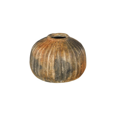 Raw Umber Vase, Ribbed